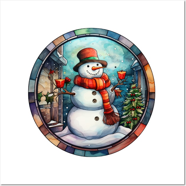 Snowman with christmas candles Wall Art by Maison de Kitsch